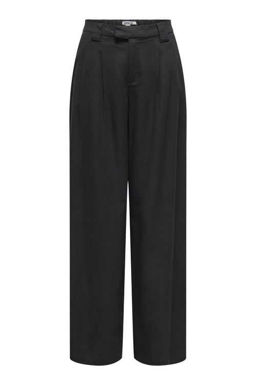 Onlsvea Keten Karışımlı Regular Fit Orta Bel Kadın Pantolon 15364120 SİYAH