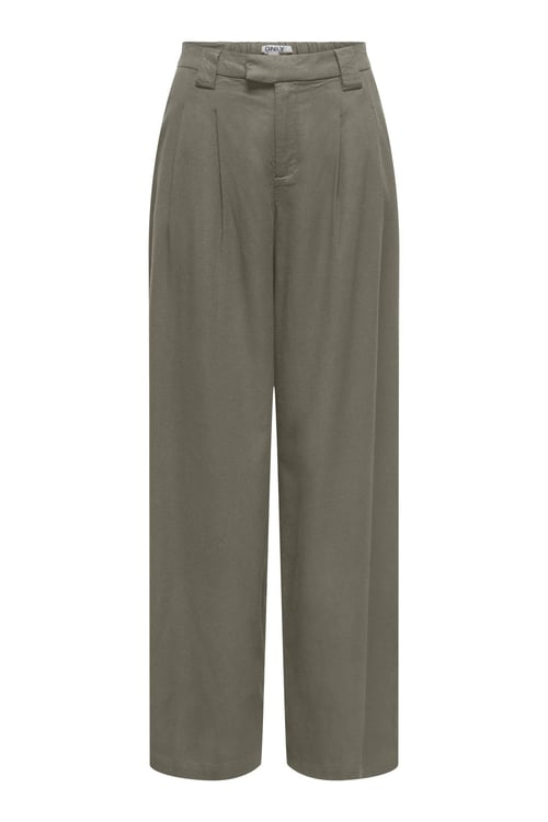 Onlsvea Keten Karışımlı Regular Fit Orta Bel Kadın Pantolon 15364120 Olive