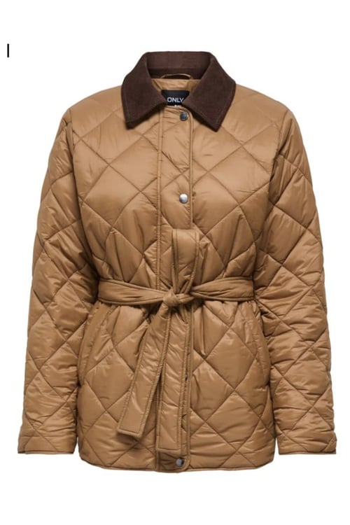 Onltahia Regular Fit Kapitoneli Klasik Yaka Kadın Mont 15373692 KAHVE