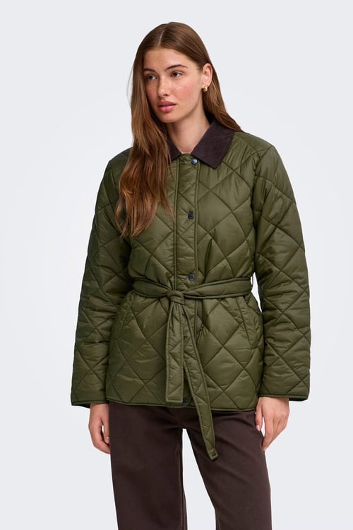 Onltahia Regular Fit Kapitoneli Klasik Yaka Kadın Mont 15373692 Olive