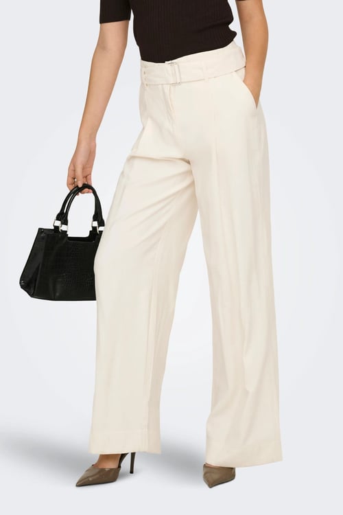 Onltila Loose Fit Yüksel Bel Geniş Paça Kemer Detaylı Kadın Pantolon 15367390 TAŞ