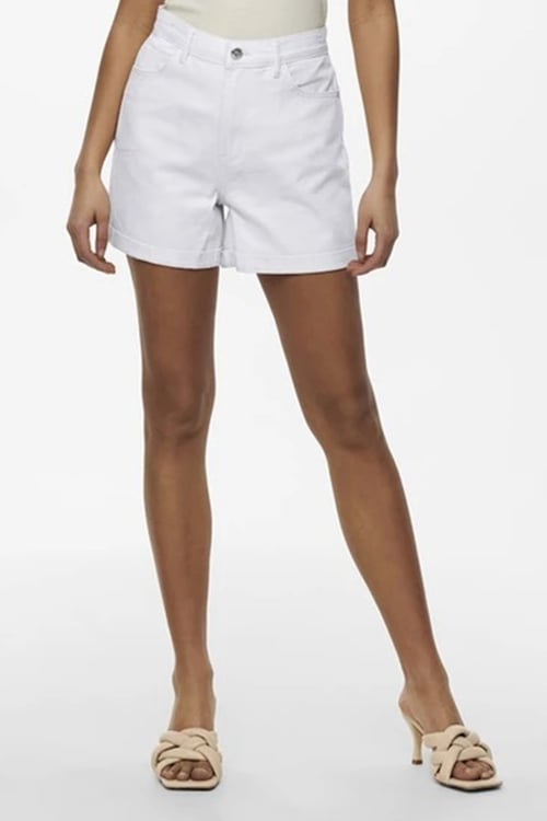 Onlvega % 100 Pamuk Regular Fit Yüksek Bel Mini Kot Kadın Short 15230571 BEYAZ