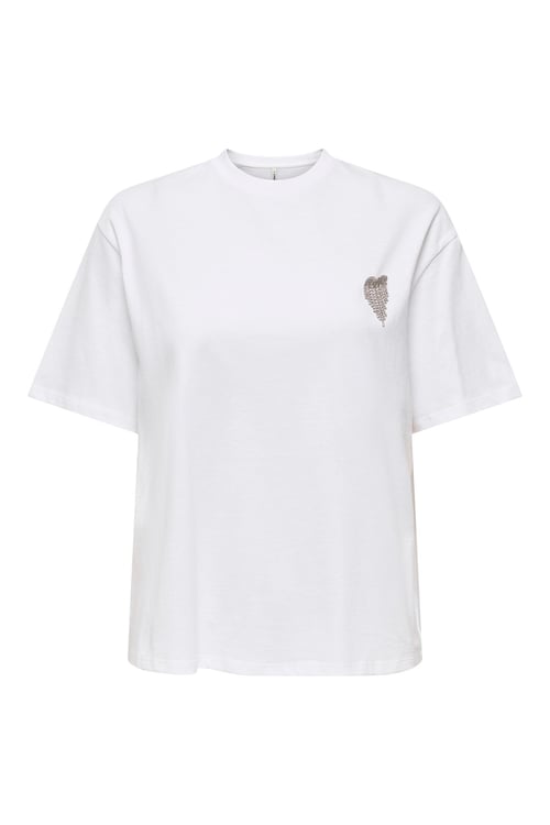 Onlvita % 100 Pamuk Regular Fit Taş Detaylı Bisiklet Yaka Kadın T Shirt 15343769 EKRU