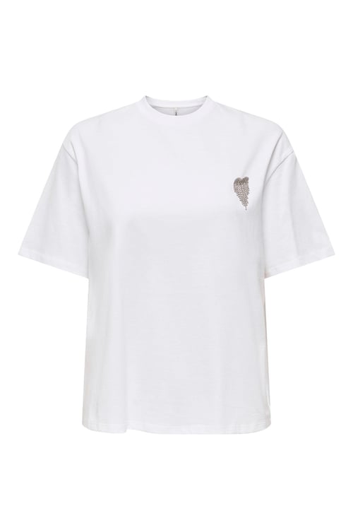 Onlvita % 100 Pamuk Regular Fit Taş Detaylı Bisiklet Yaka Kadın T Shirt 15343769 EKRU