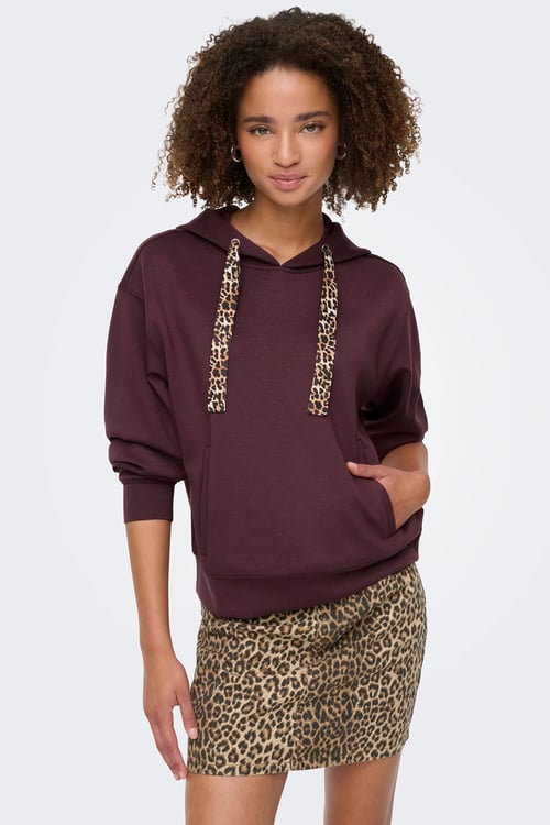 Only Onlalina Regular Fit Kapüşon Yaka Bayan Sweat 15364546 BORDO