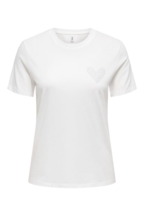 Only Onlarıana Pamuklu Regular Fit Taş Detaylı Bisiklet Yaka Bayan T Shirt 15343771 EKRU