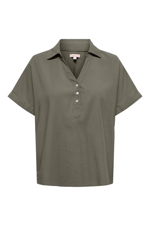 Only Onlaris Loose Fit Klasik Yaka Düğmeli Kadın Bluz 15364279 Olive