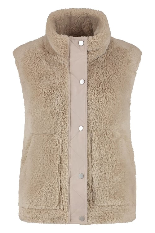 Only Onlbari Regular Fit Dik Yaka Cepli Peluş Bayan Yelek 15358902 BEJ