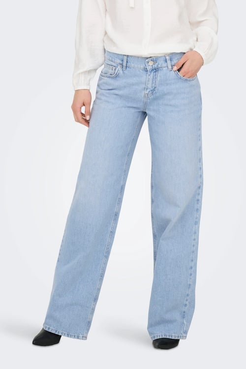Only Onlbrenda Pamuklu Regular Fit Düşük Bel Geniş Paça Jeans Bayan Kot Pantolon 15361574 AÇIK MAVİ