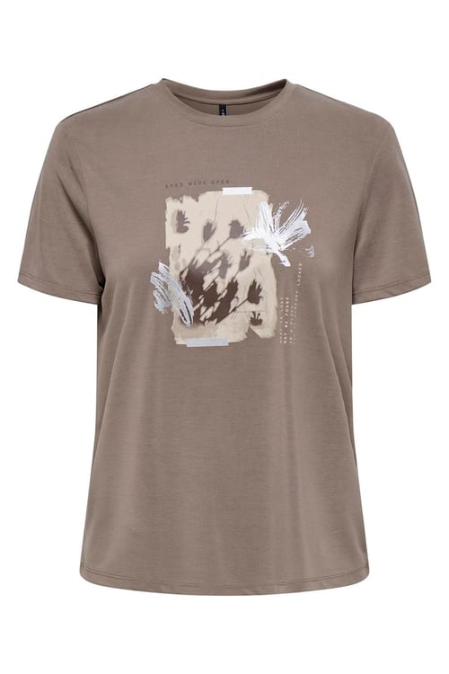 Only Onlfree Baskılı Regular Fit Bisiklet Yaka Bayan T Shirt 15303212 VİZON
