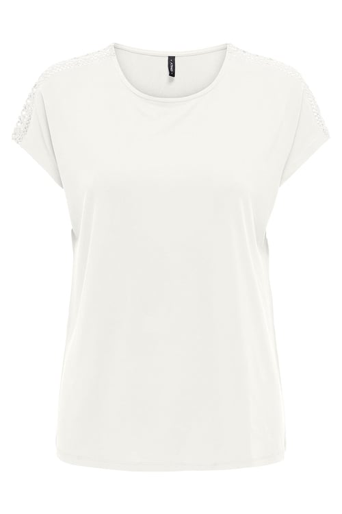 Only Onlfree Regular Fit Bisiklet Yaka Dantel Detaylı Bayan T Shirt 15343488 KREM