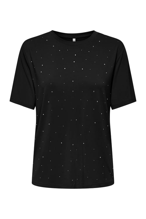 Only Onlfree Taşlı Regular Fit Bisiklet Yaka Bayan T Shirt 15343270 SİYAH