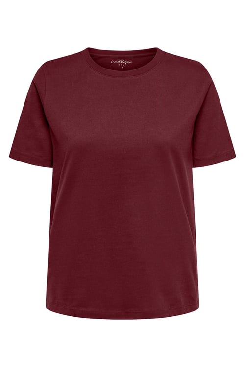 Only Onlfreja Pamuklu Regular Fit Yuvarlak Yaka Bayan T Shirt 15367970 BORDO
