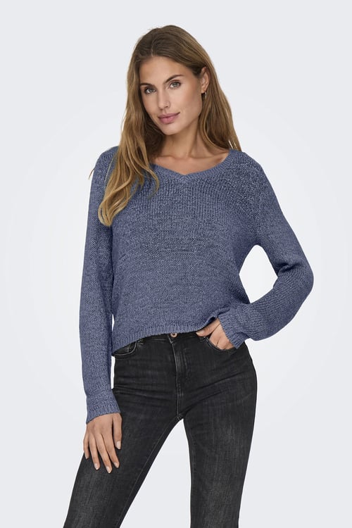 Only Onlgeena Regular Fit V Yaka Bayan Kazak 15340862 İNDİGO