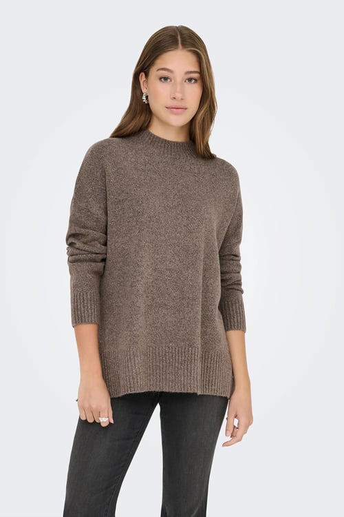 Only Onlhazel Oversize Fit Balıkçı Yaka Örme Bayan Kazak 15352853 KAHVE