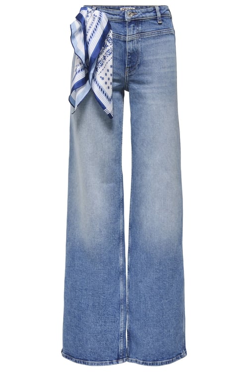 Only Onljuicy Pamuklu Wide Leg Fit Yüksek Bel Jeans Bayan Kot Pantolon 15363818 MAVİ