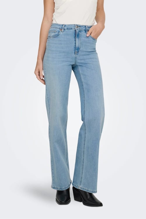 Only Onljuicy Relaxed Fit Yüksek Bel Bol Paça Jeans Bayan Kot Pantolon 15370601 AÇIK MAVİ