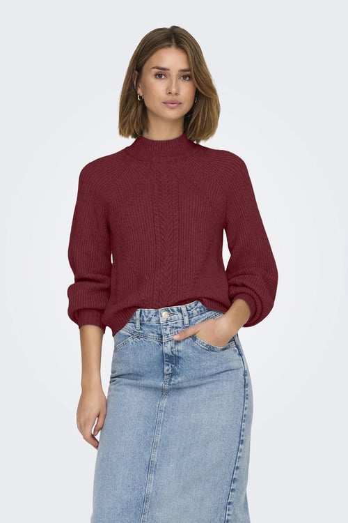 Only Onlkatia Regular Fit Yarım Balıkçı Yaka Örme Bayan Kazak 15324678 BORDO