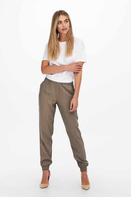 Only Onlkelda Regular Fit Normal Bel Lastikli Paça Cepli Jogger Bayan Pantolon 15203946 VİZON