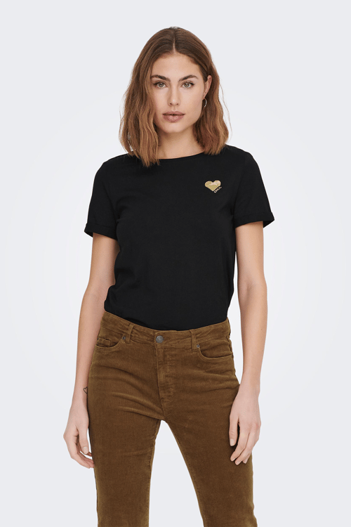 Only Onlkita % 100 Pamuk Regular Fit Bisiklet Yaka Bayan T Shirt 15244714 SİYAH