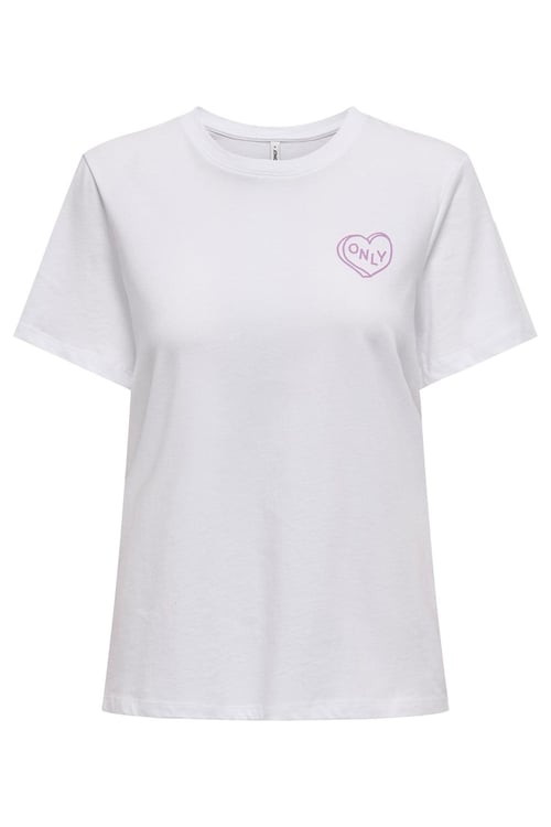 Only Onllotta Pamuklu Regular Fit Bayan T Shirt 15339251 Beyaz-Leylak