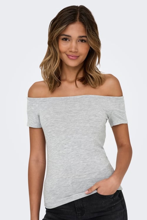 Only Onlluca Regular Fit Madonna Yaka Kadın T Shirt 15369909 GRİ