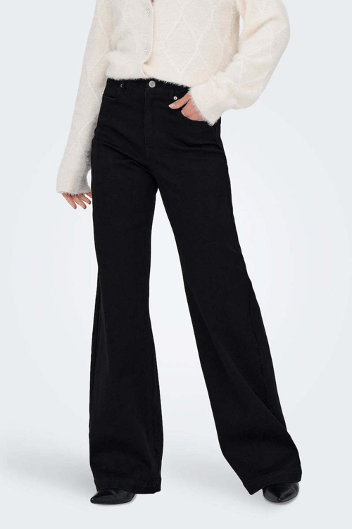 Only Onlmadison Pamuklu Wide Leg Yüksek Bel Geniş Paça Jeans Bayan Kot Pantolon 15358210 SİYAH