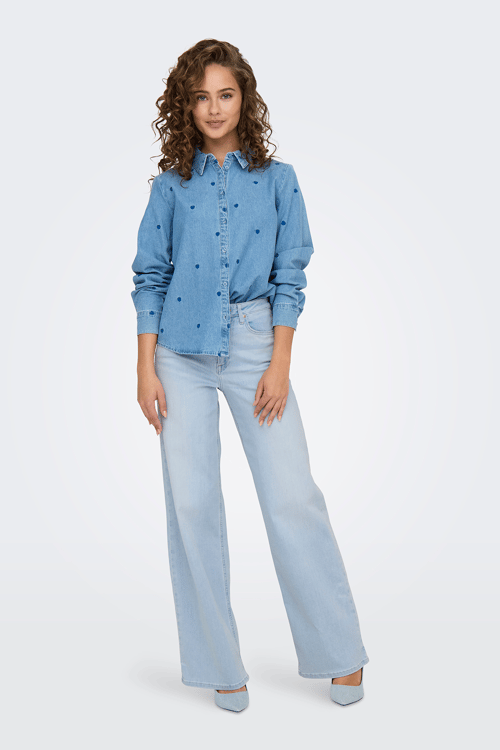 Only Onlmadison Pamuklu Wide Leg Yüksek Bel Bol Paça Jeans Bayan Kot Pantolon 15338289 Buz Mavi