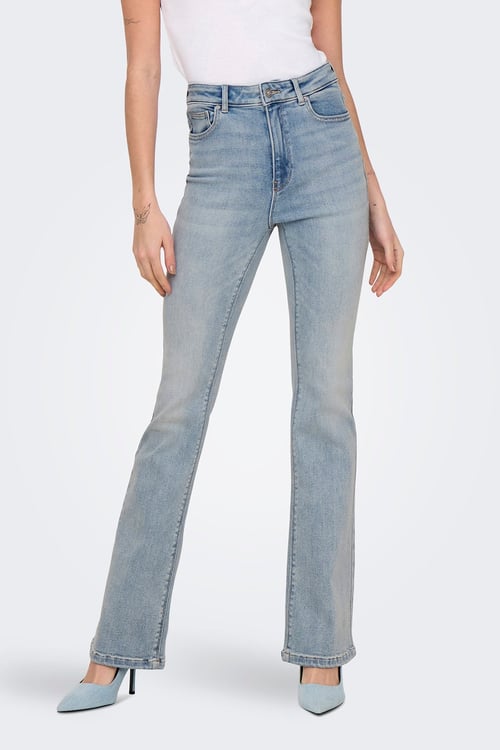 Only Onlmila Streç Pamuklu Yüksek Bel İspanyol Paça Flare Jeans Kadın Kot Pantolon 15313328 AÇIK MAVİ