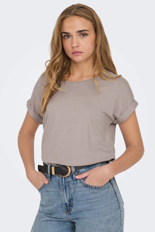 Only Onlmoster Regular Fit Bisiklet Yaka Kadın T Shirt 15106662 PUDRA