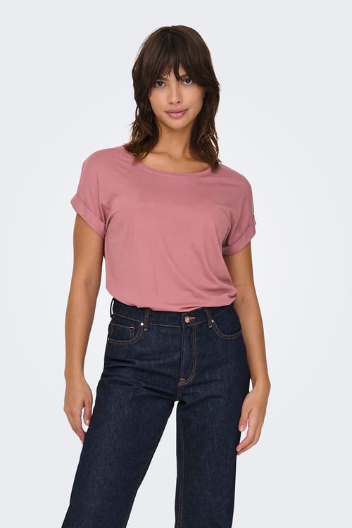 Only Onlmoster Regular Fit Bisiklet Yaka Bayan T Shirt 15106662 BORDO