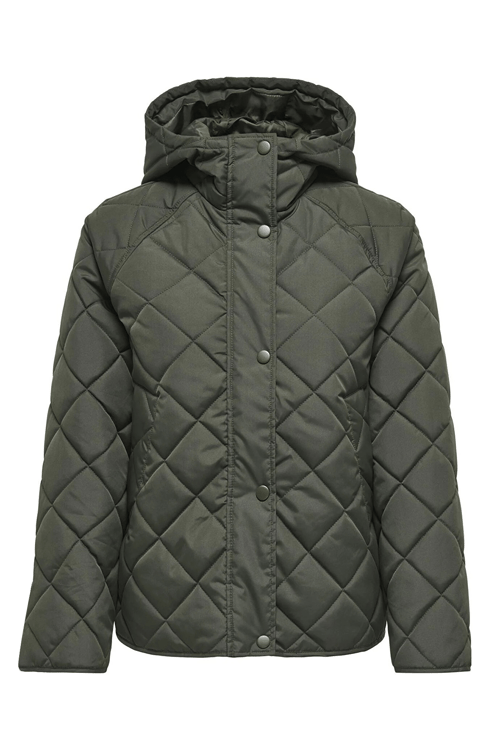 Only Onlsigga Kapitoneli Regular Fit Kapüşon Yaka Bayan Ceket 15358867 KOYU HAKİ