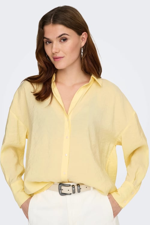Only Onlzazima Modal Oversize Fit Uzun Kollu Kadın Gömlek 15272523 SARI
