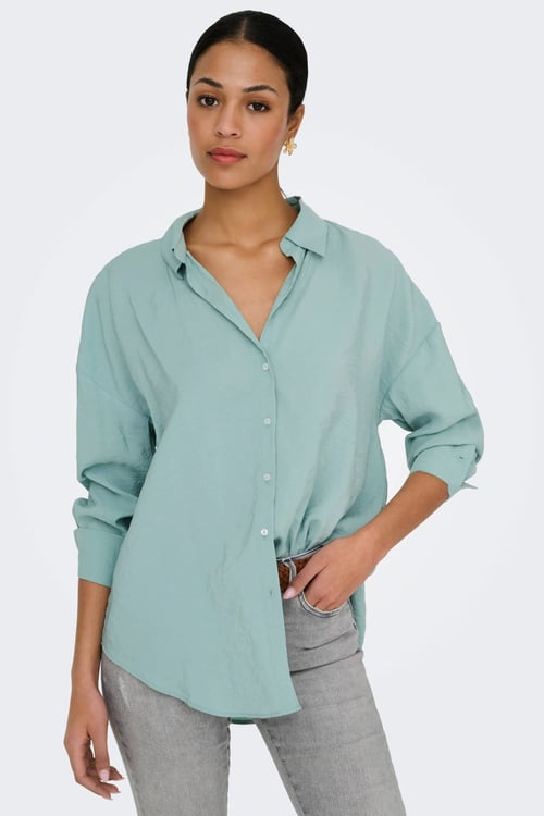 Only Onlzazima Modal Oversize Fit Uzun Kollu Bayan Gömlek 15272523 AÇIK YEŞİL