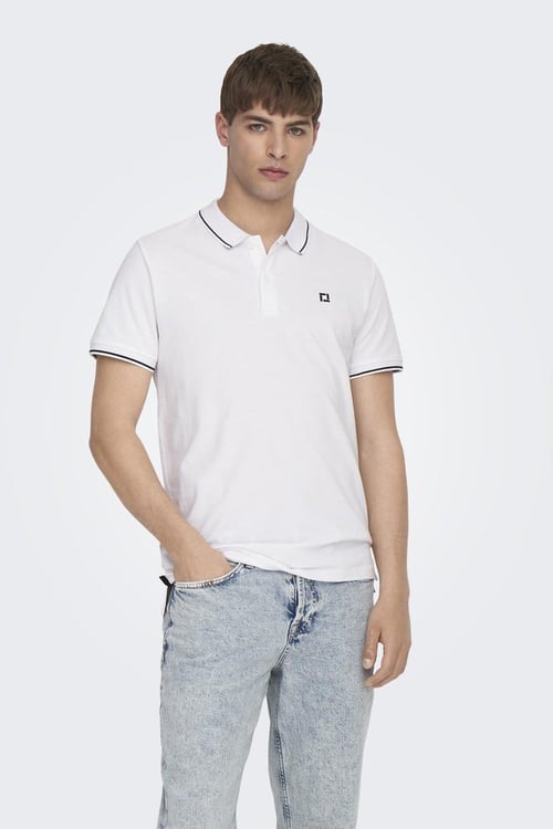 Only & Sons Onsfletcher Pamuklu Regular Fit Düğmeli Erkek Polo Yaka T Shirt 22024827 BEYAZ