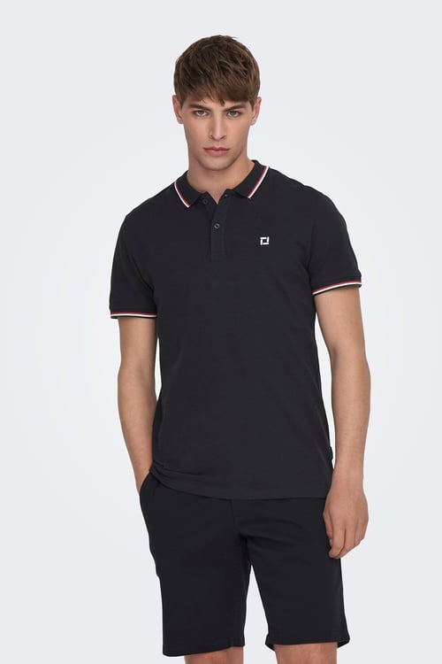 Only & Sons Onsfletcher Pamuklu Regular Fit Düğmeli Erkek Polo Yaka T Shirt 22024827 KOYU LACIVERT