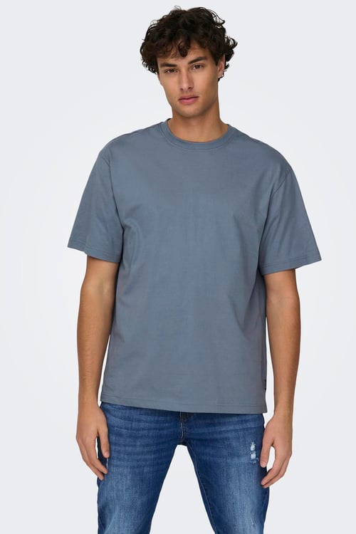 Only & Sons Onsfred % 100 Pamuk Relaxed Fit Bisiklet Yaka Erkek T Shirt 22022532 GRİ