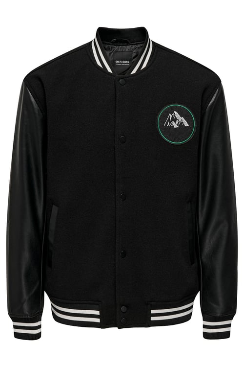 Only & Sons Onsjason Regular Fit Kolej Yaka Bomber Erkek Ceket 22026189 SİYAH