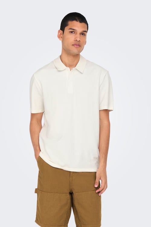 Only & Sons Onskian Pamuklu Regular Fit Düğmeli Erkek Polo Yaka T Shirt 22028694 EKRU