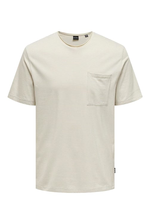 Onsbale Çizgili % 100 Pamuk Regular Fit Bisiklet Yaka Erkek T Shirt 22025680 AÇIK BEJ