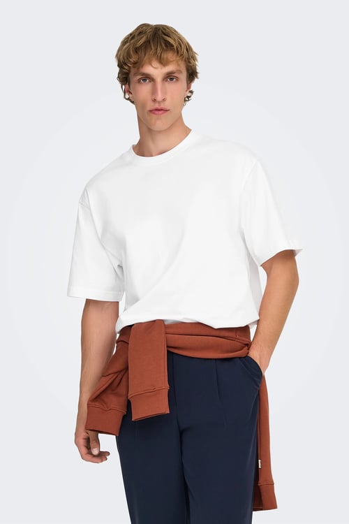 Onsfred % 100 Pamuk Relaxed Fit Bisiklet Yaka Erkek T Shirt 22022532 EKRU