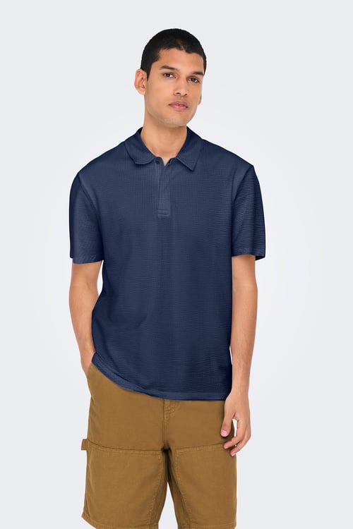 Onskian Pamuklu Regular Fit Düğmeli Erkek Polo Yaka T Shirt 22028694 LACİVERT