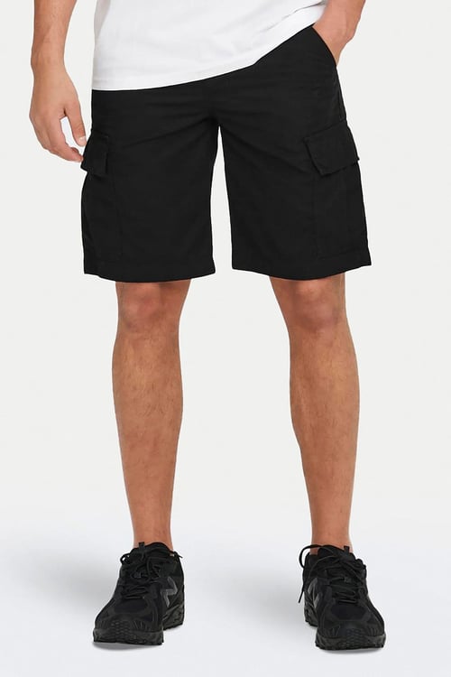 Onsloc Pamuklu Relaxed Normal Bel Cepli Erkek Short 22029214 SİYAH