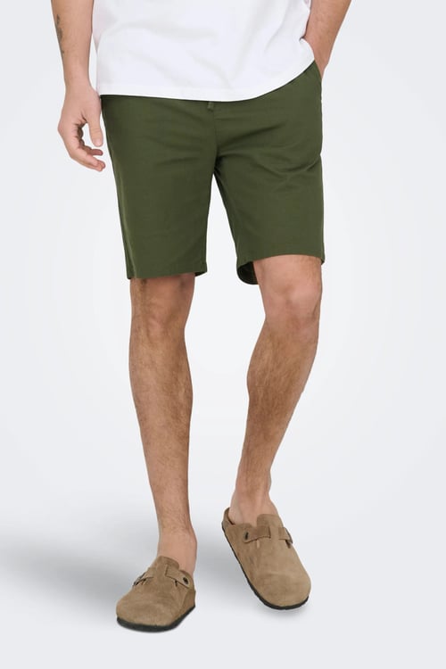 Onsreid Normal Kalıp Pamuklu Normal Bel Erkek Short 22036361 Olive