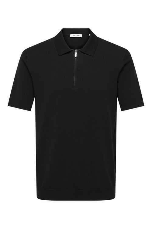 Onswyler Regular Fit Yarım Fermuarlı Erkek Polo Yaka T Shirt 22028606 SİYAH