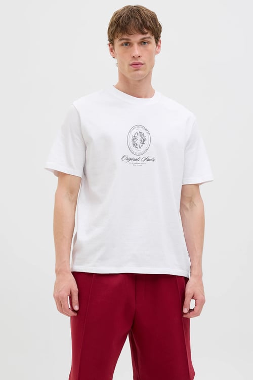 Originals Jordia Baskılı Pamuklu Relaxed Fit Bisiklet Yaka Erkek T Shirt 12286609 BEYAZ