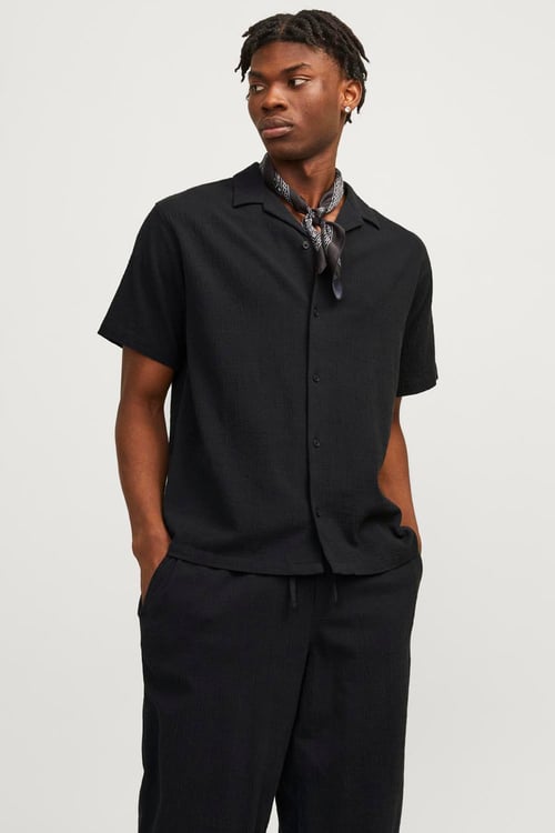 Originals Jorluke Pamuklu Relaxed Fit Kısa Kollu Poplin Erkek Gömlek 12255781 SİYAH
