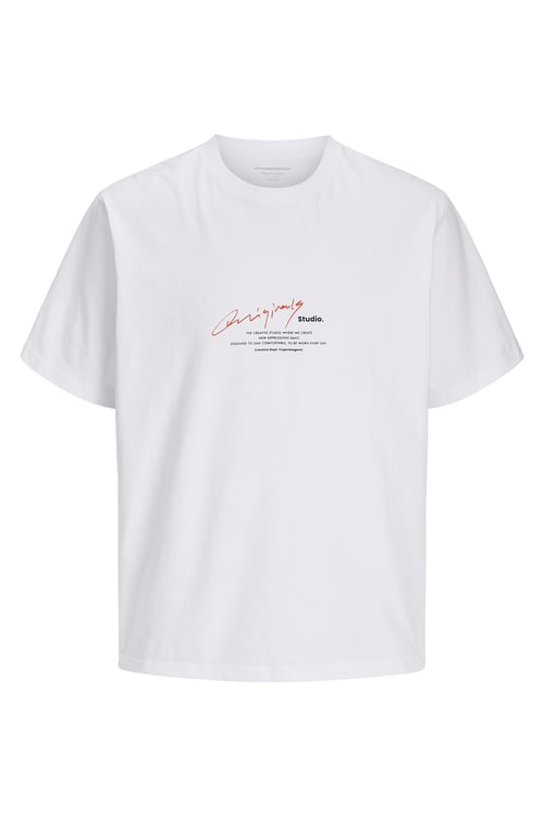 Originals Jormanchester % 100 Pamuk Loose Fit Baskılı Erkek T Shirt 12273373 BEYAZ