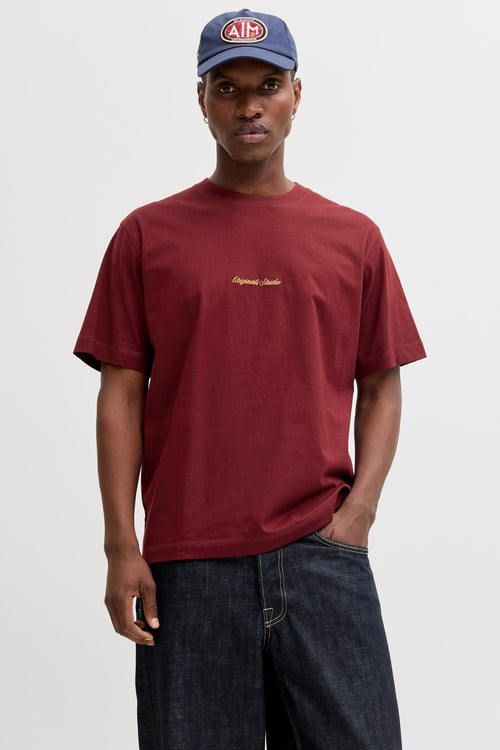 Originals Jornorrebro % 100 Pamuk Relaxed Fit Bisiklet Yaka Erkek T Shirt 12282892 BORDO