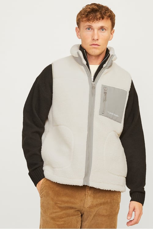 Originals Jorvesterbro Regular Fit Dik Yaka Fermuarlı Erkek Yelek 12260453 KREM